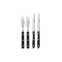 STEAKBESTECK-SET Old Farmer Classic 4-tlg., Holzlaminat, 18/8 Edelstahl - Braun, Metall - GENSE