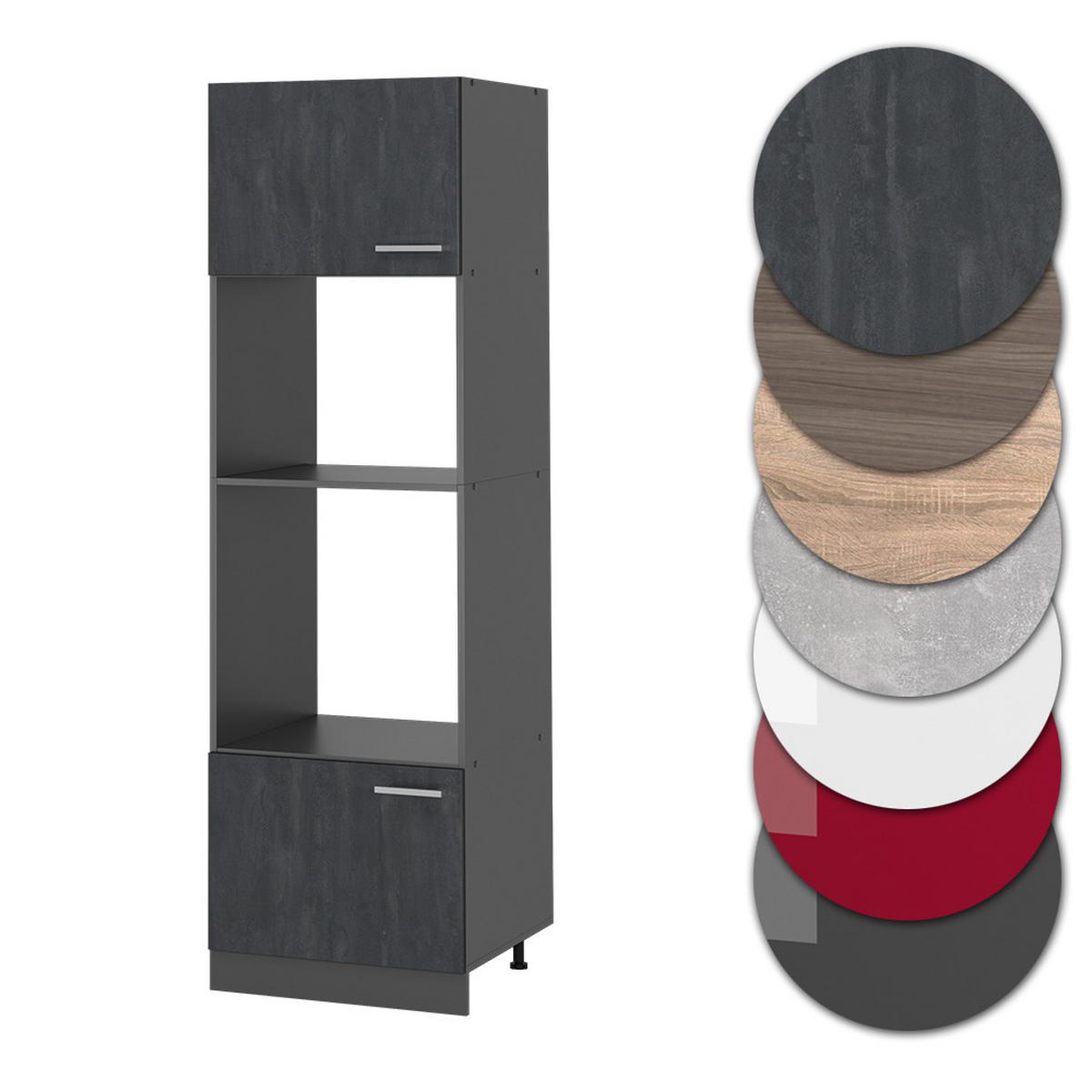 MIKROWELLENSCHRANK R-Line Schwarz Beton 60 cm - Anthrazit/Schwarz, Holzwerkstoff (60/206.8/57.2cm) - Vicco