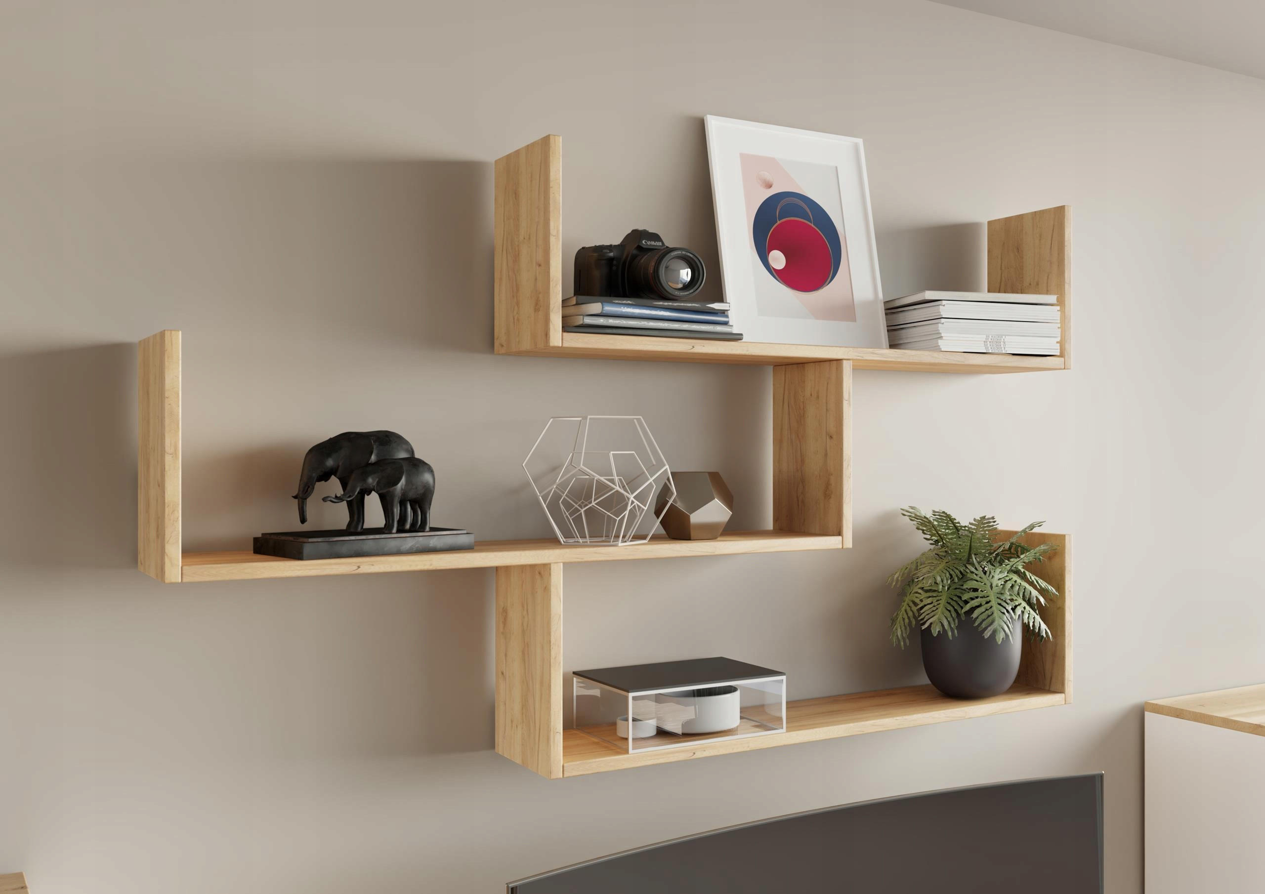 HÄNGEREGAL Theta Sonoma Eiche 123,6/21/54 cm - Sonoma Eiche, Holzwerkstoff (123.6/54/21cm) - Matkam Möbel