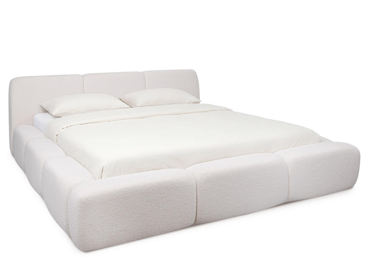 POLSTERBETT Arosa Hellbeige 200/200 cm Boucle mit Bettkasten - Beige, Textil/Metall (200/200cm) - wonello