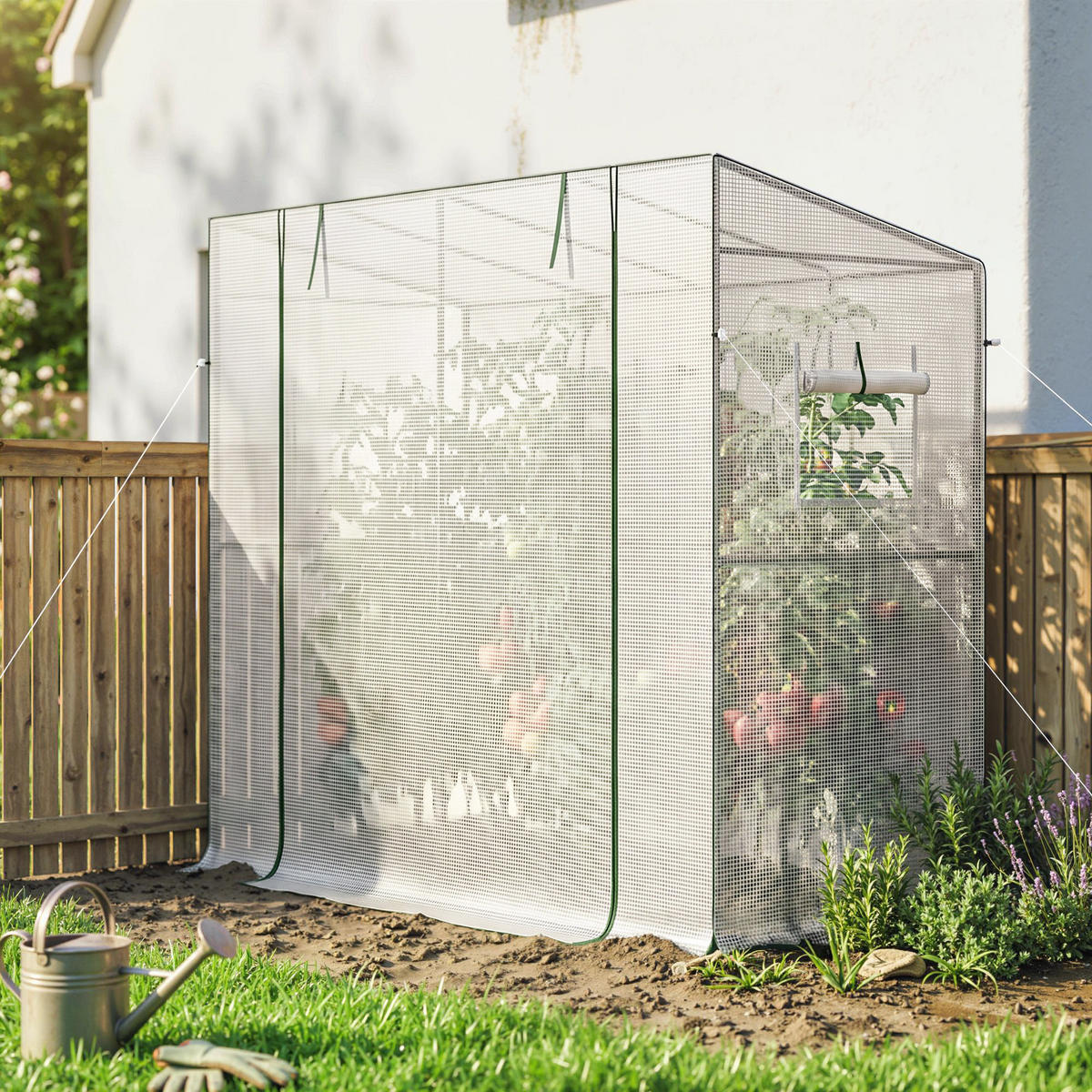GEWÄCHSHAUS, 200L x 76B x 170H cm - Weiß, Metall (76/170/200cm) - Outsunny