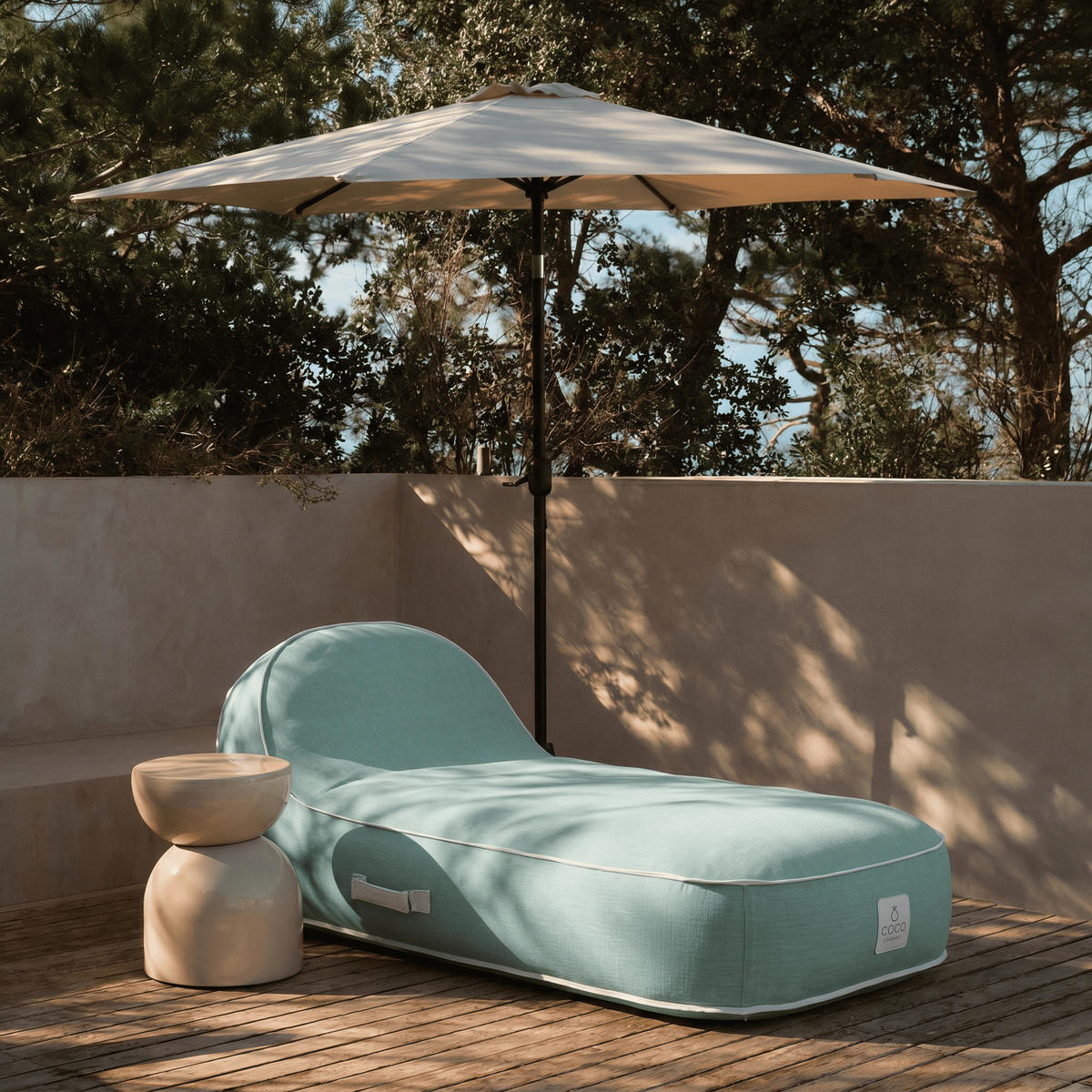 SONNENLIEGE PALMA Grün - Mintgrün/Grün, Kunststoff/Textil (85/27/85cm) - Coco Lounge