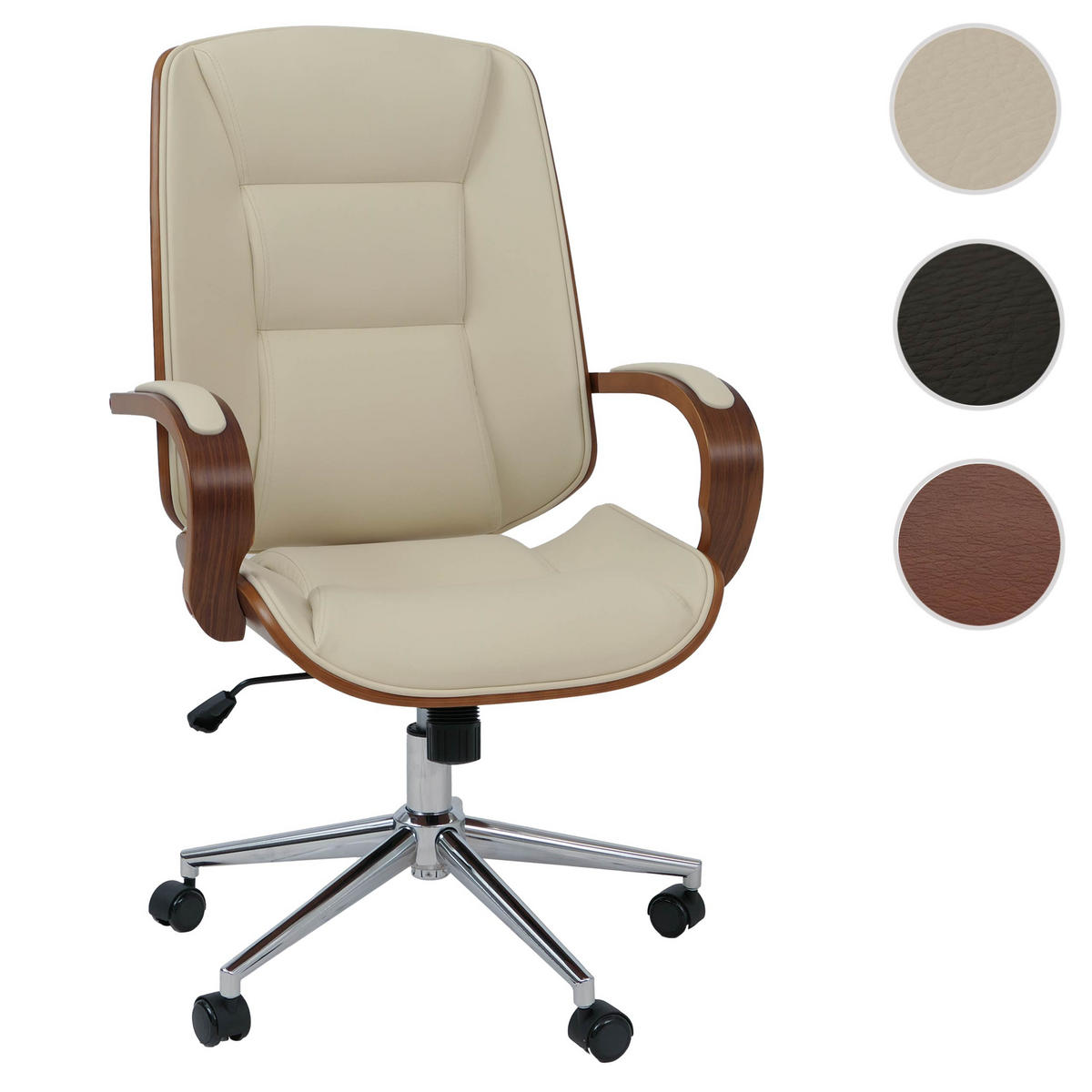 PISARNIŠKI STOL Krema bela - bela, tekstil (61/110/74cm) - MCW