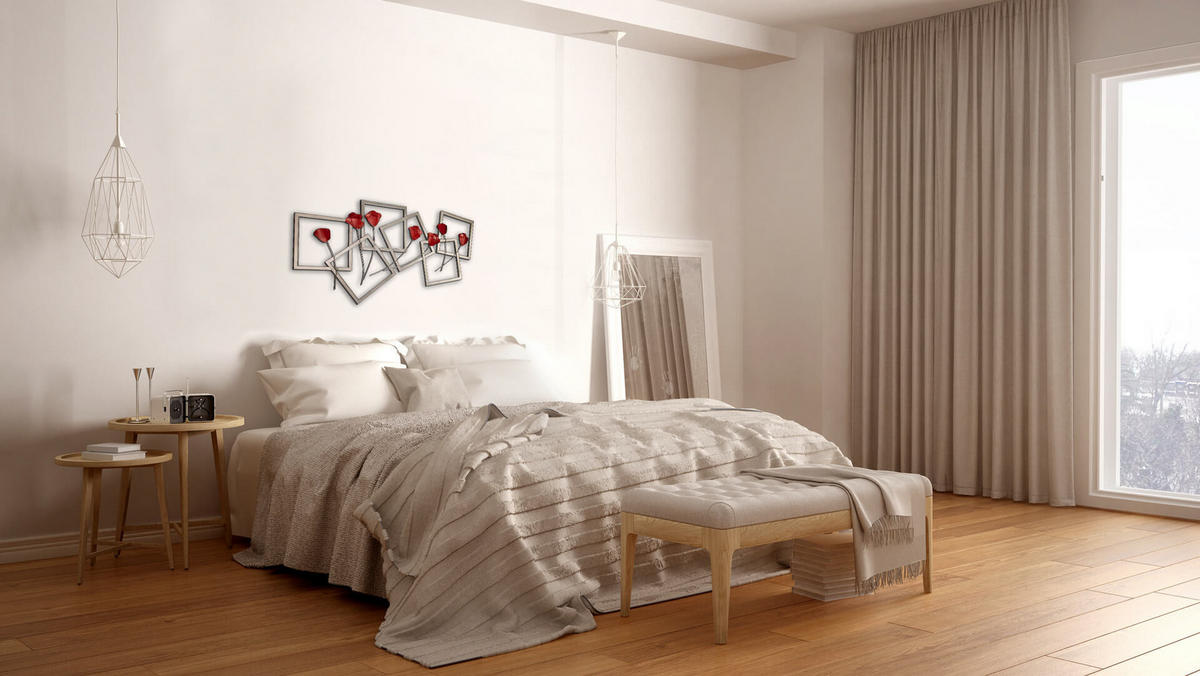 WANDDEKO Rot 97/50 cm - Rot, Metall (1.7/50/5cm) - KUNSTLOFT