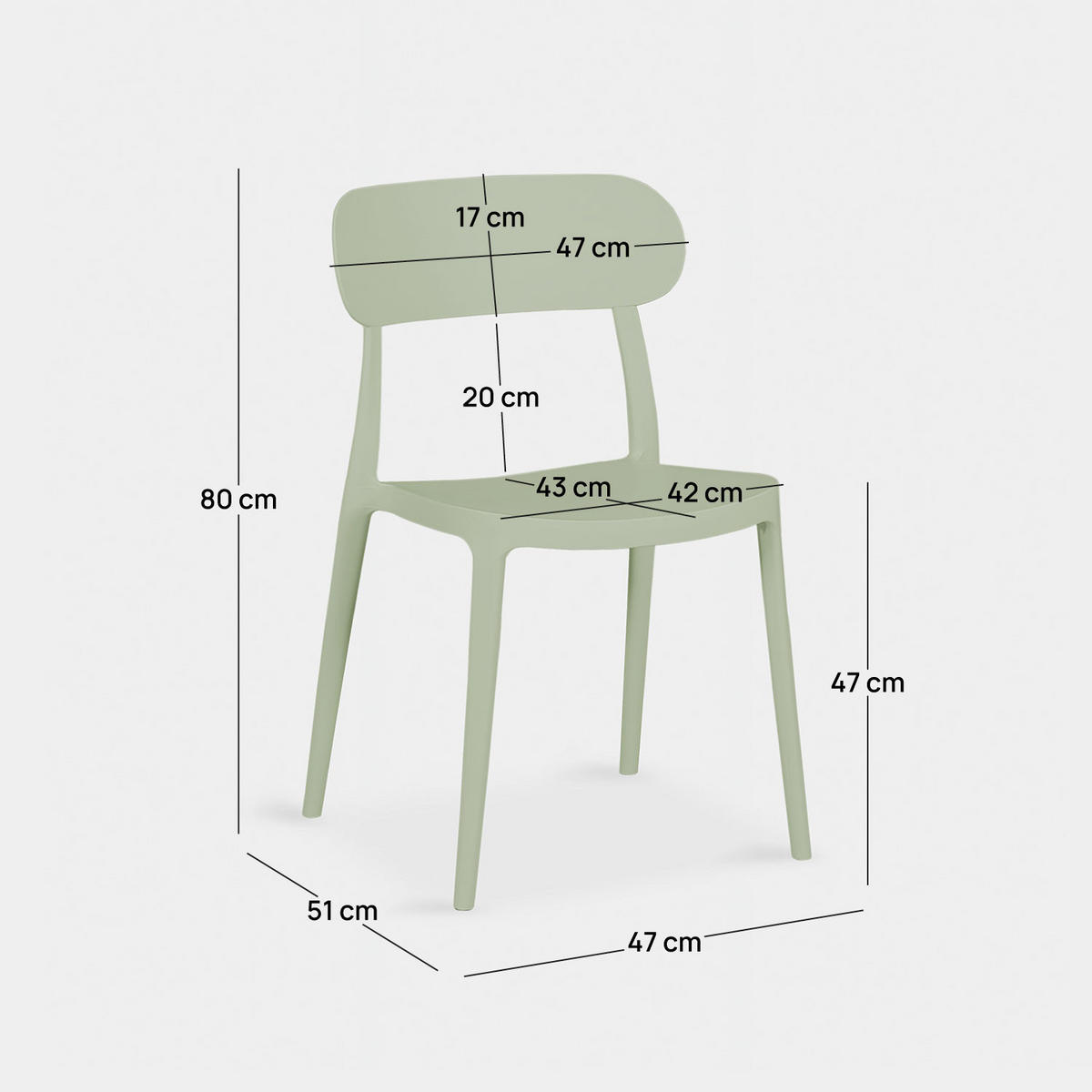GARTENSTUHL Moira Grün 47 cm x 80 cm 4er-Set - Grün, Kunststoff (47/80/51cm) - Klast Home
