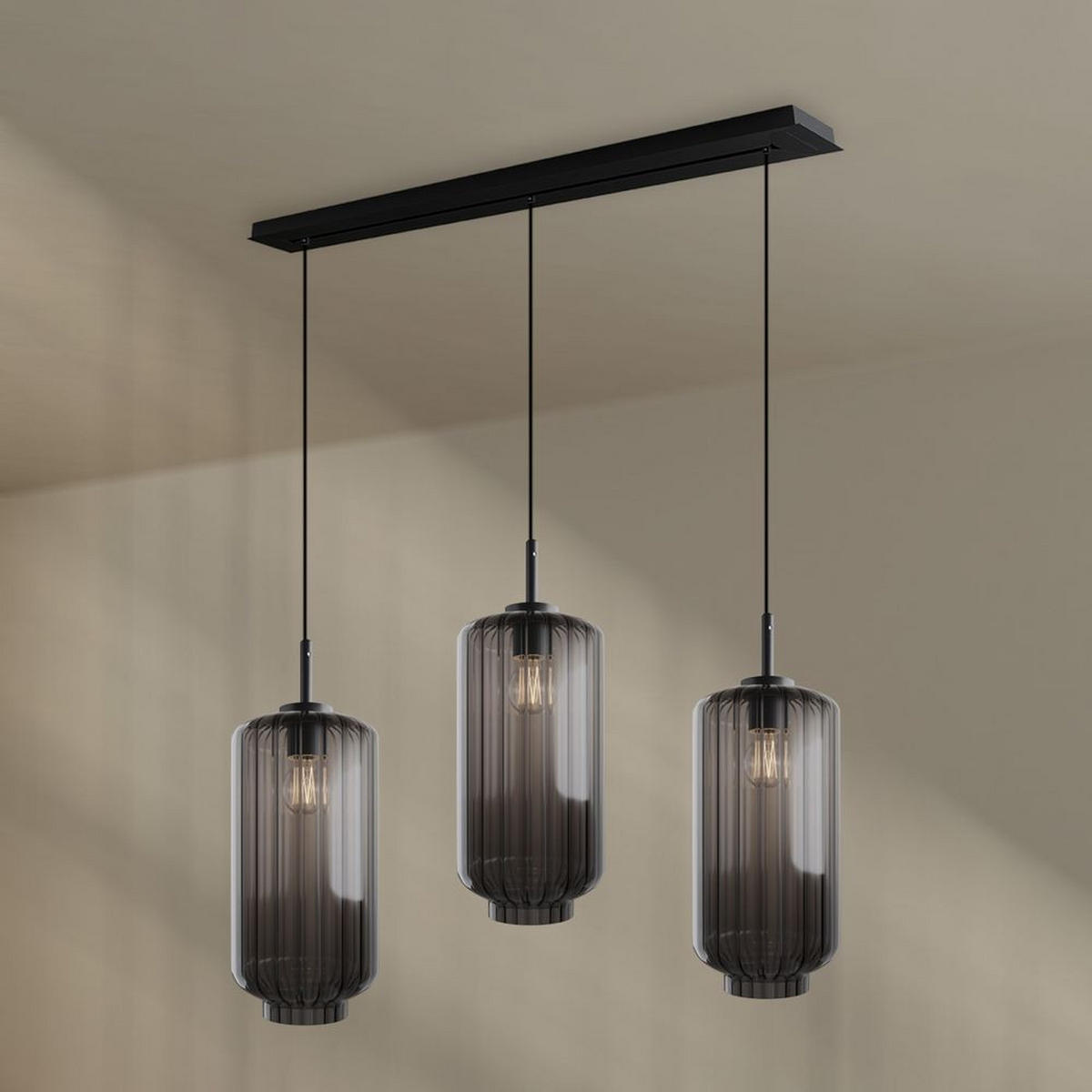 HÄNGELEUCHTE Velo 3-flammig Rauch Ø 18cm - Anthrazit/Schwarz, Glas (18/18/33cm) - s.luce