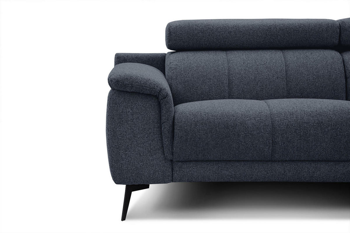 ECKSOFA FIERO 5-Sitzer, dunkelblau - Schwarz/Dunkelblau, Holzwerkstoff/Textil (290/228cm) - Courtois Laville