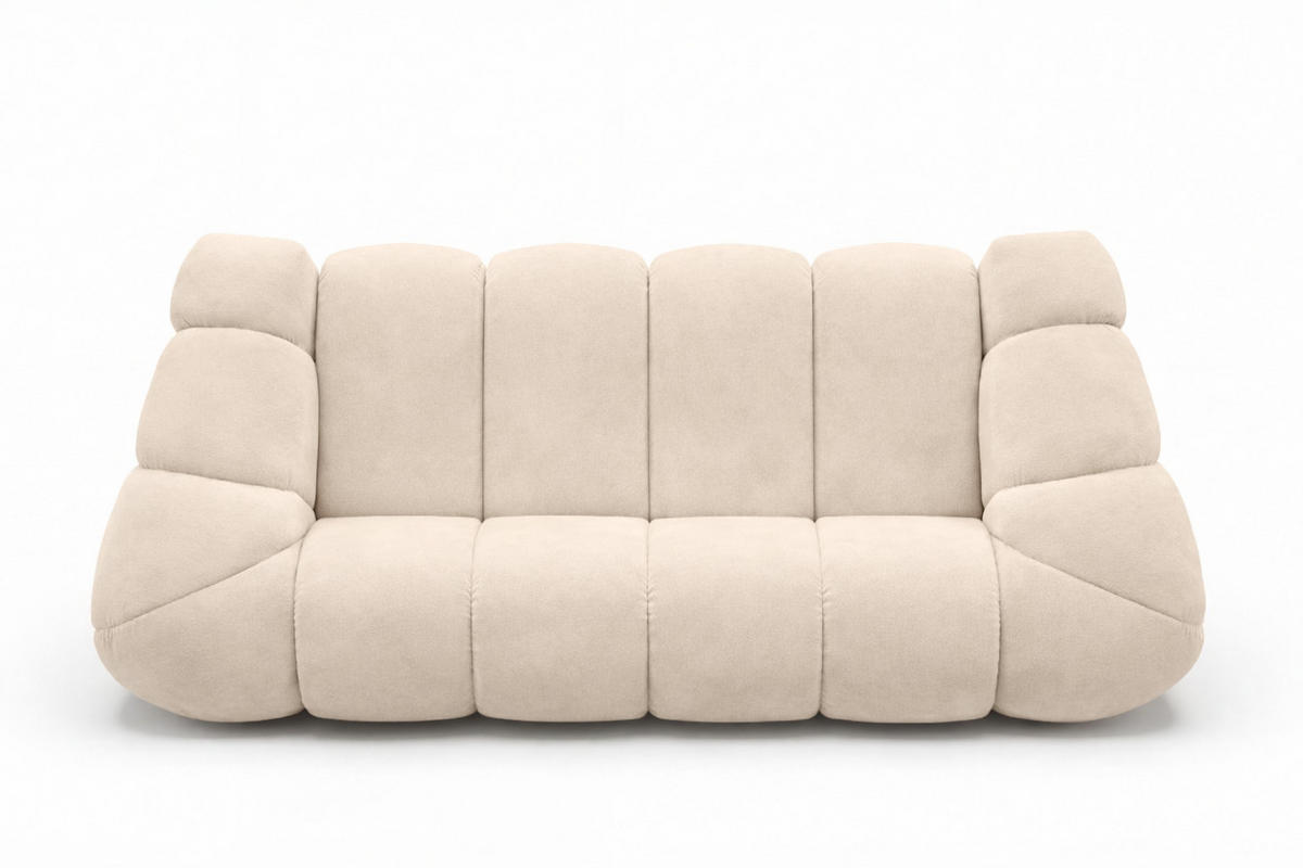 SOFA 3-Sitzer modular, Veloursstoff Bluvel, Creme, CROISSANT - Creme, Holz (240/72/115cm) - Kaiser Möbel