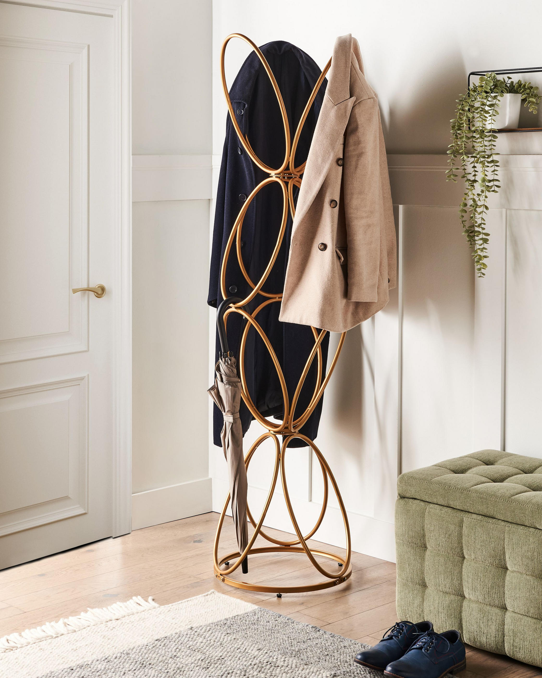 GARDEROBENSTÄNDER Metall gold 160 cm Walters - Goldfarben, Metall (42/160/42cm) - Beliani