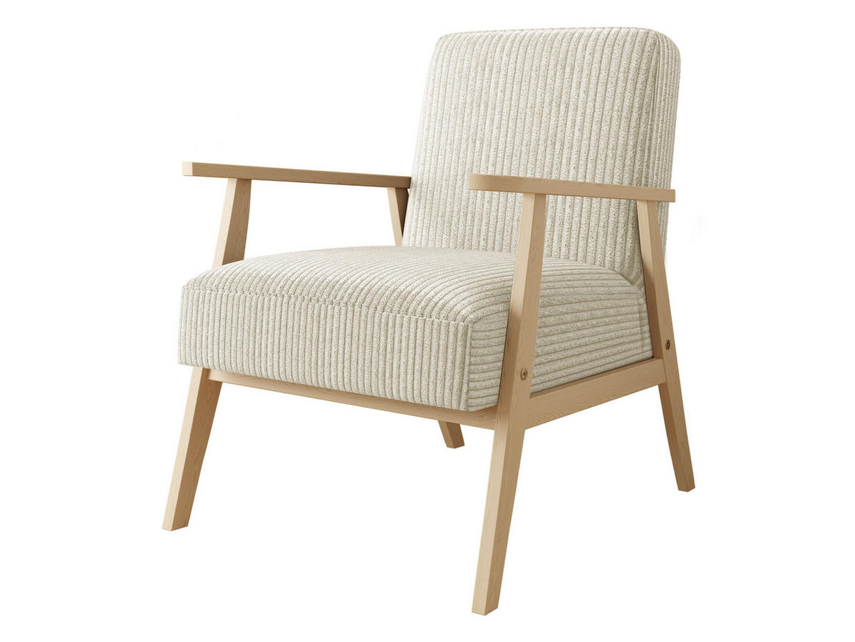 SESSEL Retro Cord - Naturfarben/Braun, Holz/Textil (59/76/67cm) - MIRJAN24