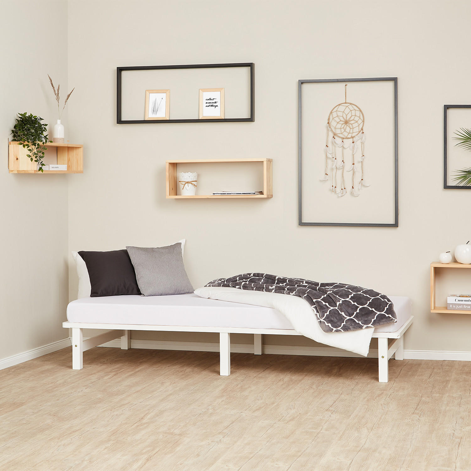 HOLZBETT Palettenbett 90/200 cm weiß - Weiß, Holz (90/200cm) - Homestyle4u