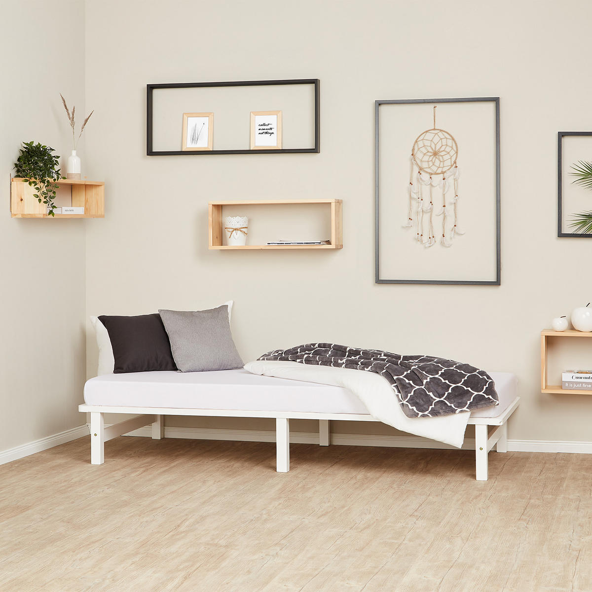 HOLZBETT mit Matratze 90/200 cm weiß - Weiß, Holz (90/200cm) - Homestyle4u