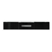 TV-ELEMENT180X35X30CM Schwarz-Weiß-Hochglanz LED-Beleuchtung Wandmontage - Schwarz, Holz (46/16.5/133cm) - Raelunyi