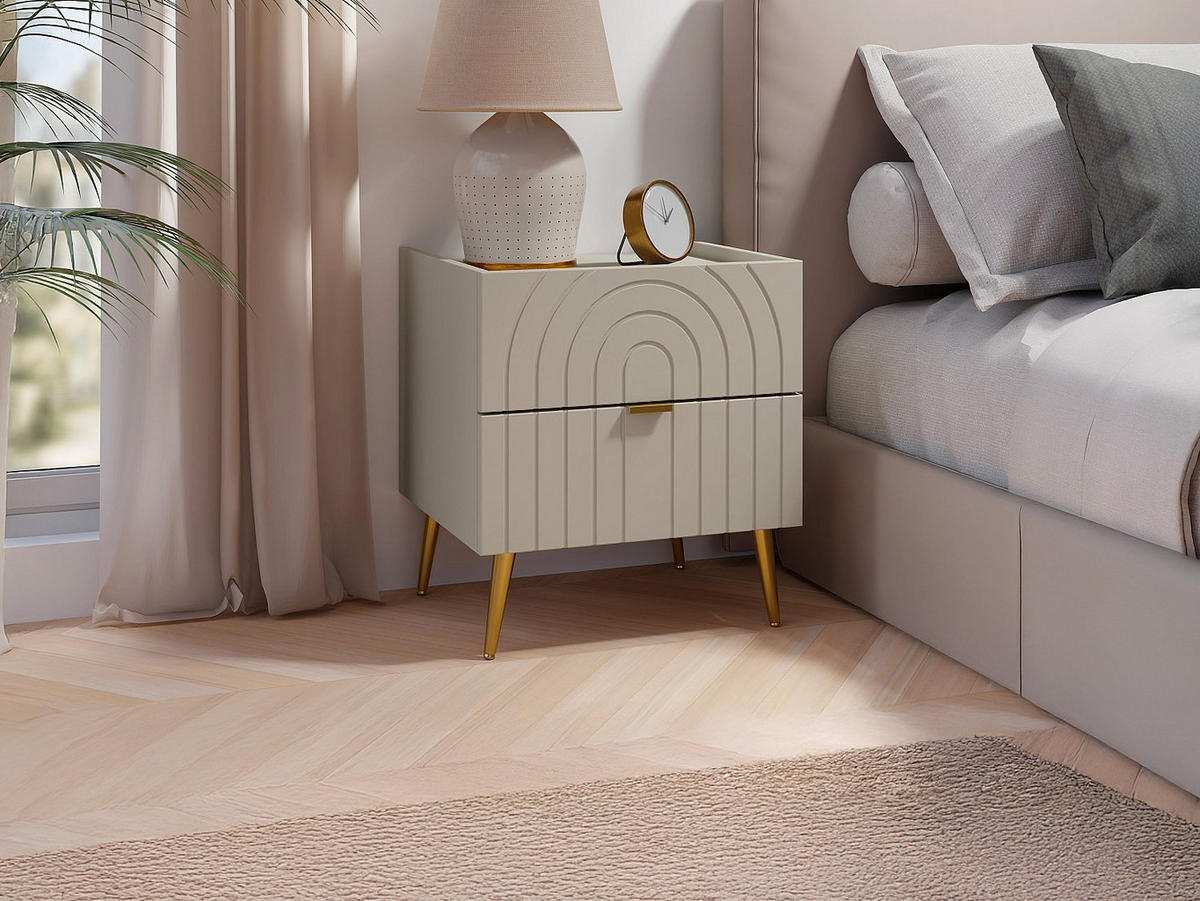 NACHTTISCH - 45 cm x 49.5 cm - Holz, Platte - Beige - NORSIM - Beige, Holz (45/40/49.5cm) - Vente-Unique