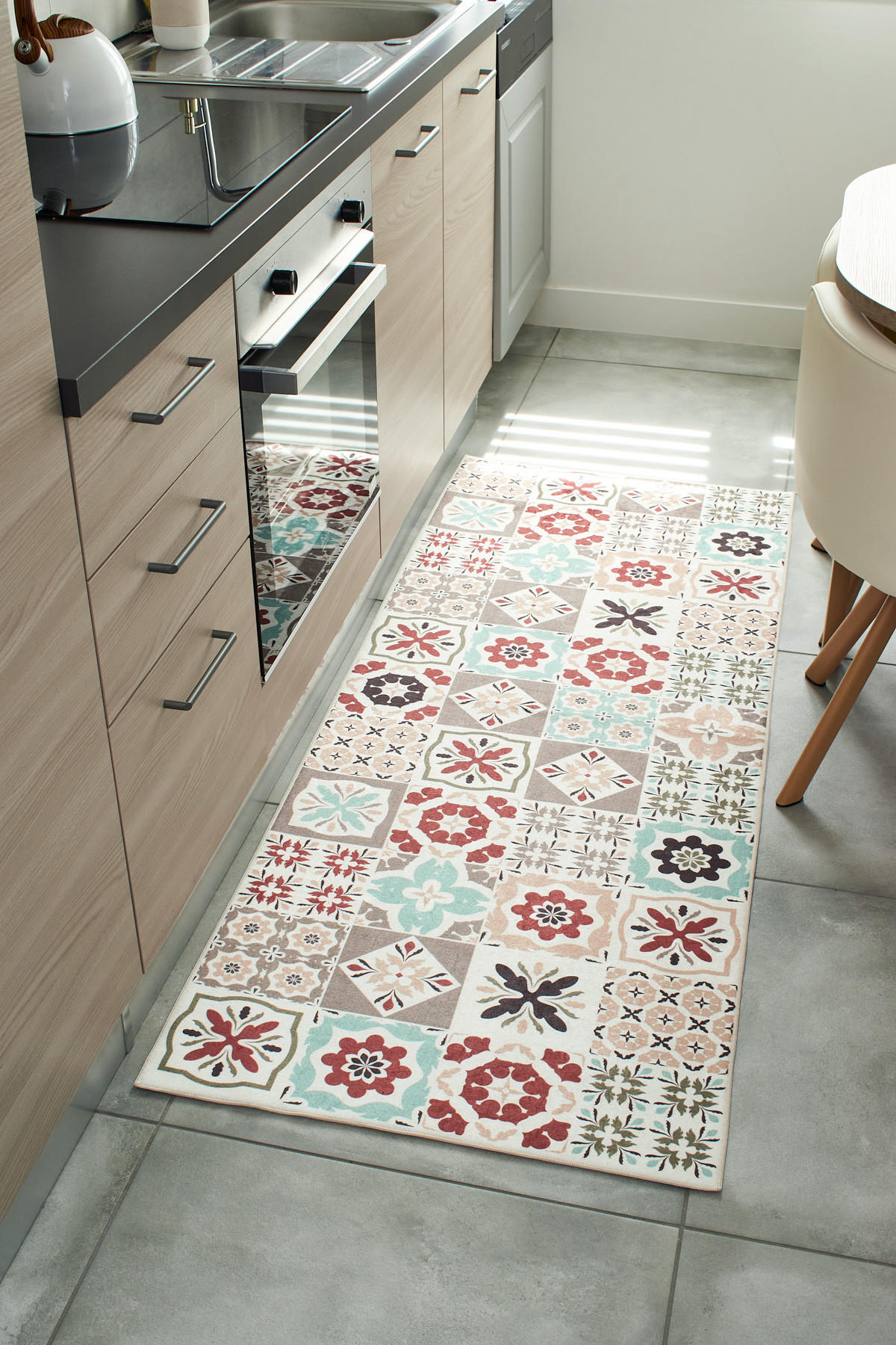 KÜCHENTEPPICH mit mehrfarbigem Zementfliesenmuster Azulejo 70x180 cm - Multicolor, Textil (70/180cm) - Nazar Rugs