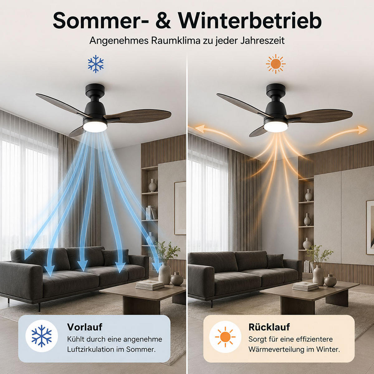 LED DECKENLEUCHTE Deckenventilator Braun Holzoptik - Braun, Holzwerkstoff (105/105/46cm)