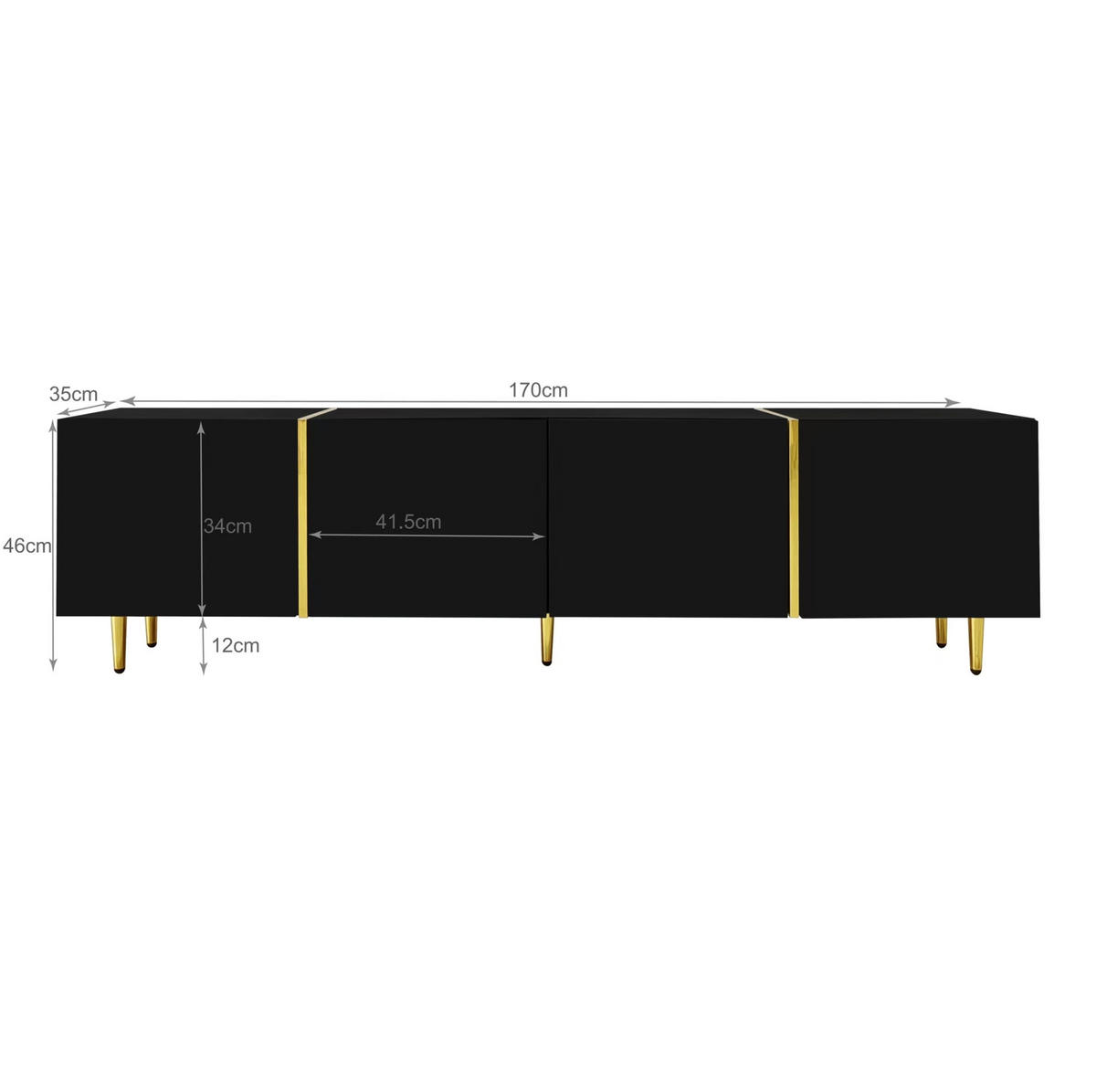TV-ELEMENT 170/35/46 cm mit 4 Türen & Soft-Close im Set mit Couchtisch - Schwarz, Holzwerkstoff (170/46/35cm) - BEAOK