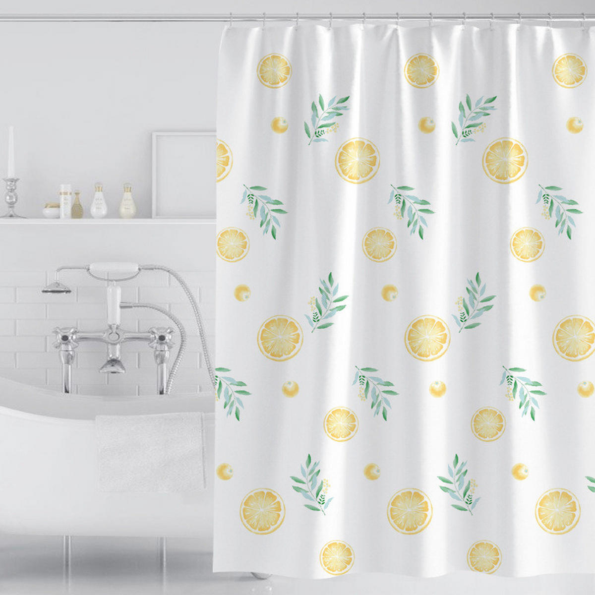 DUSCHVORHANG Gelb Polyester 72 x 72 cm wasserdicht maschinenwaschbar mit Haken Kunststoff - Multicolor, Textil (180/180cm) - MCBOSON