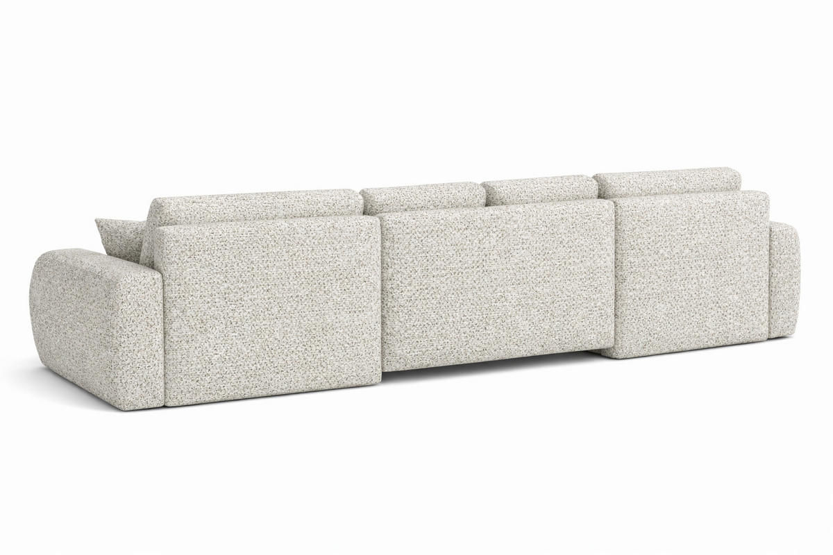 ECKSOFA Mit Schlaffunktion Und Bettkasten U-Form Ivo U, Chenillestoff Artico, Nata - Beige, Holz (342/142cm) - Kaiser Möbel