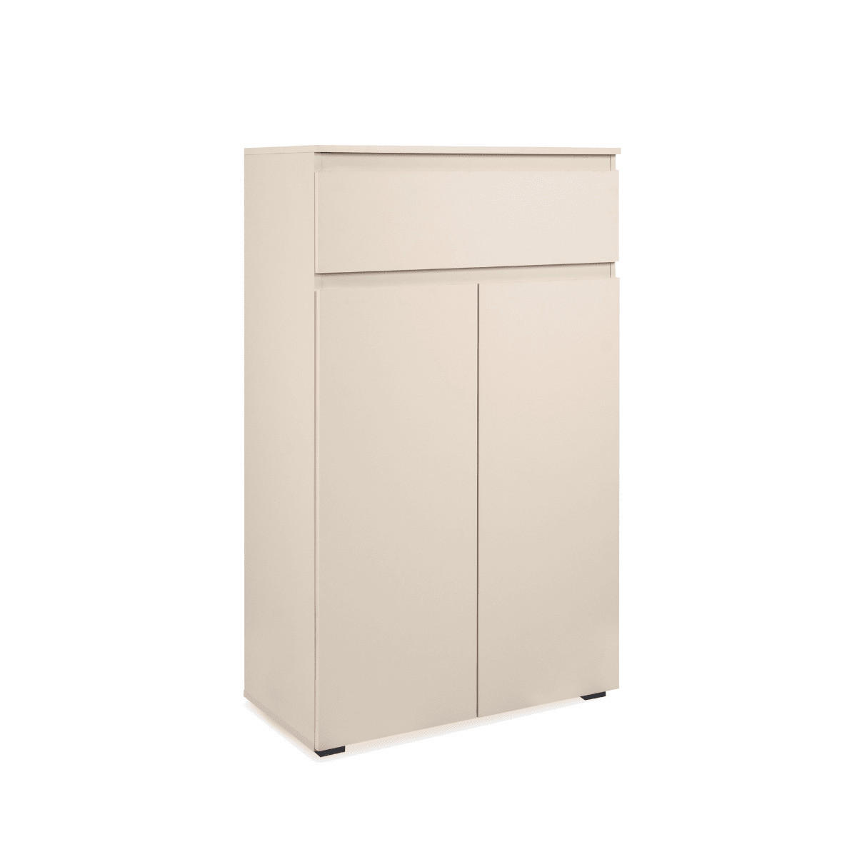 SCHUHSCHRANK mit 2 Türen und 1 Schublade, Kaschmir 40/131/80 cm - Beige, Holzwerkstoff (40/131/80cm) - Calicosy