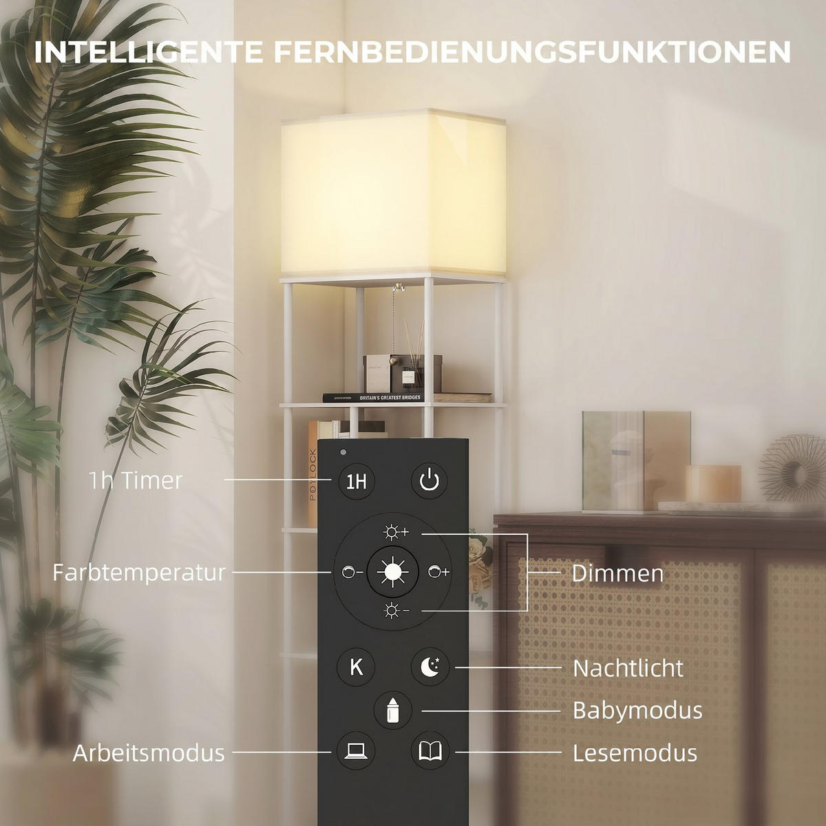STEHLAMPE MDF, Metall Weiß - Weiß, Holzwerkstoff (40/29/171cm) - HOMCOM