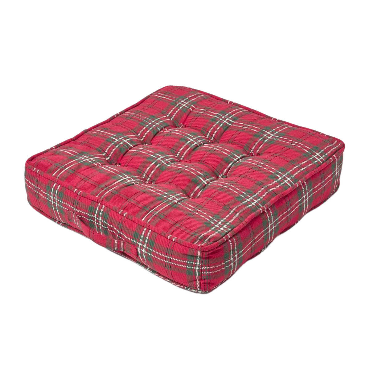 SITZKISSEN rot-grün kariert 50/50/10 cm – Baumwolle - Rot, Textil (50/50/10cm) - Homescapes