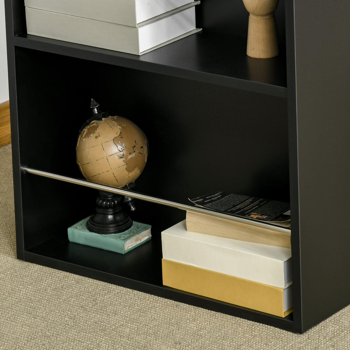 BARTISCH DE-14734 3 Ablagen mit Seitenschienen Schwarz - Schwarz, Holzwerkstoff (112/57/106cm) - ComfortXL