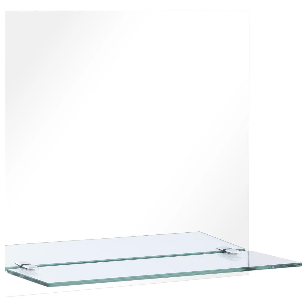 WANDSPIEGEL mit Regal 50×50 cm Hartglas - Silberfarben, Glas (50/50/10cm) - furnicato