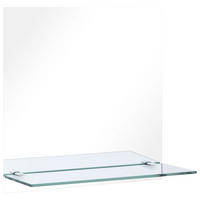 WANDSPIEGEL mit Regal 50×50 cm Hartglas - Silberfarben, Glas (50/50/10cm) - furnicato