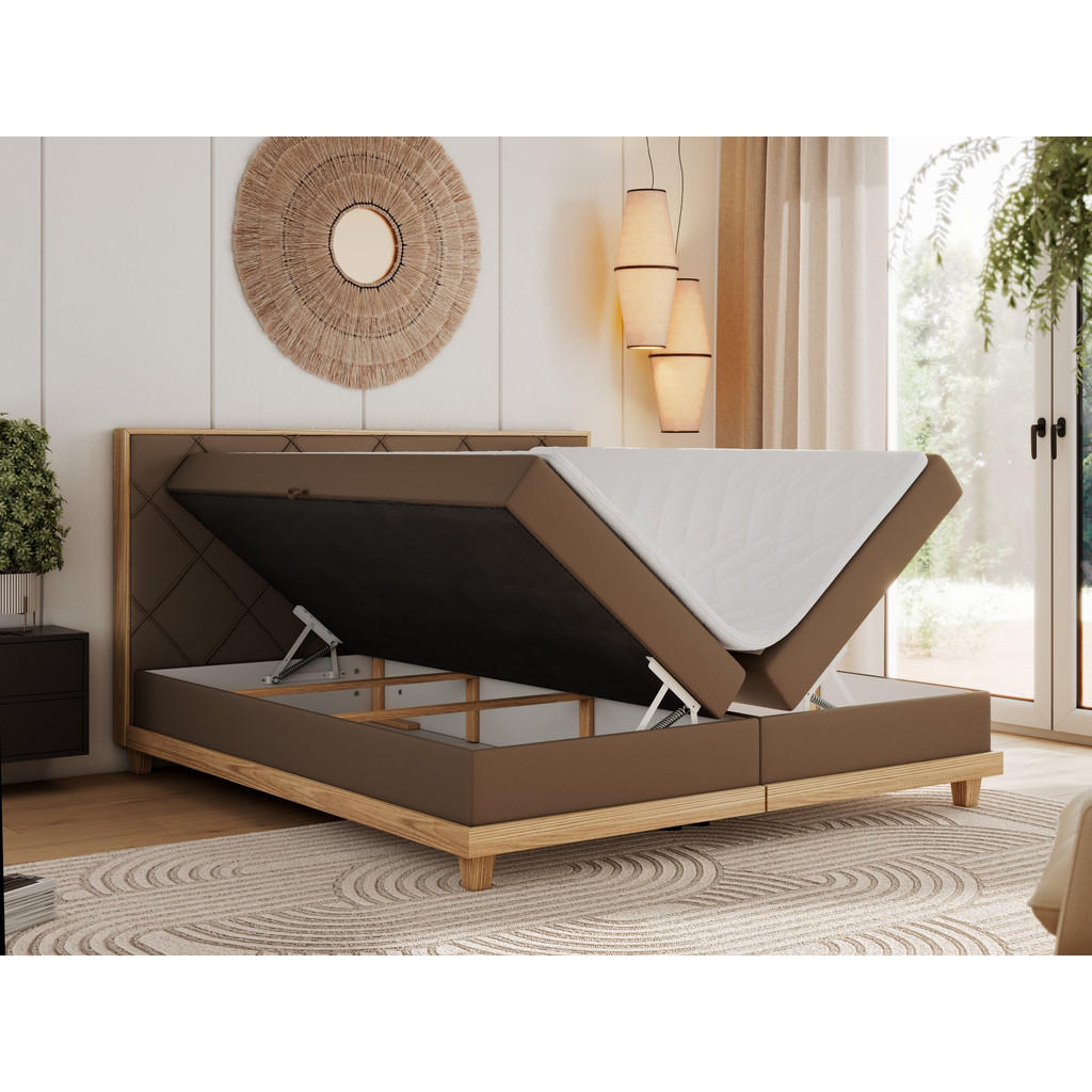 Thumbnail - MKS Boxbett, Braun, Textil, 2-Sitzer, H4, Rechteckig, 180x200 cm, Oeko-Tex®, Schlafzimmer, Betten, Boxspringbetten
