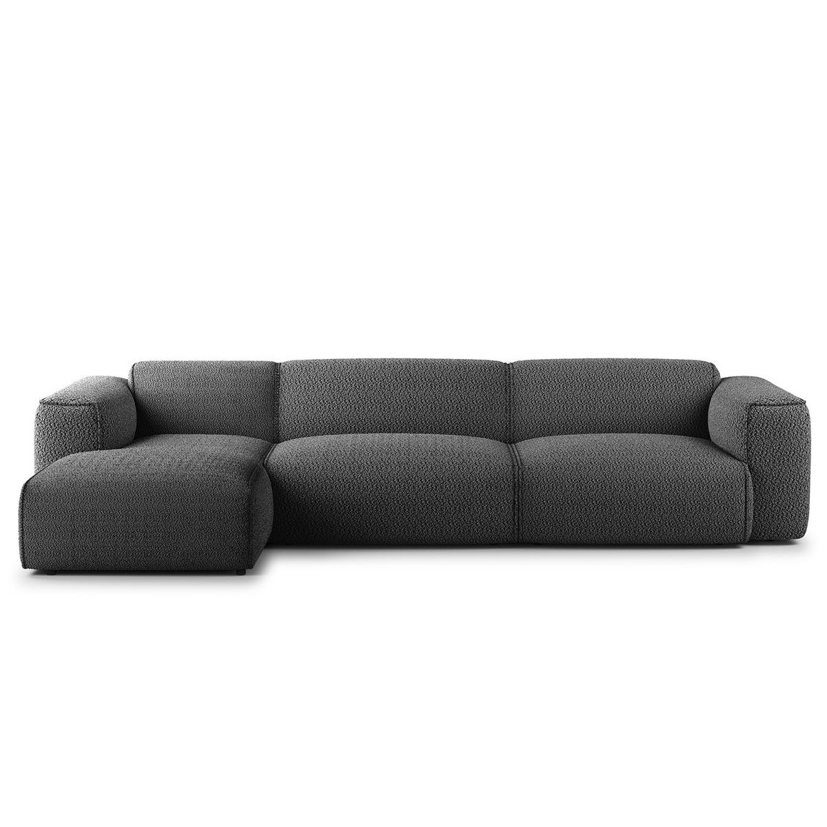 3-SITZER ECKSOFA mit Longchair - Anthrazit/Schwarz, Kunststoff/Textil (317/173cm) - home24