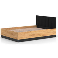 DOPPELBETT Urso Gold Craft Eiche / Schwarz 145 / 208 / 90 cm - Schwarz/Braun, Holz/Holzwerkstoff (140/200cm) - Feldmann-Wohnen