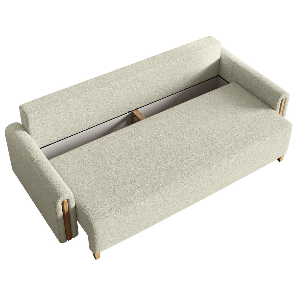 3-SITZER SCHLAFSOFA Majla Creme - Eichefarben/Creme, Holz/Textil (236/93/97cm) - Selsey