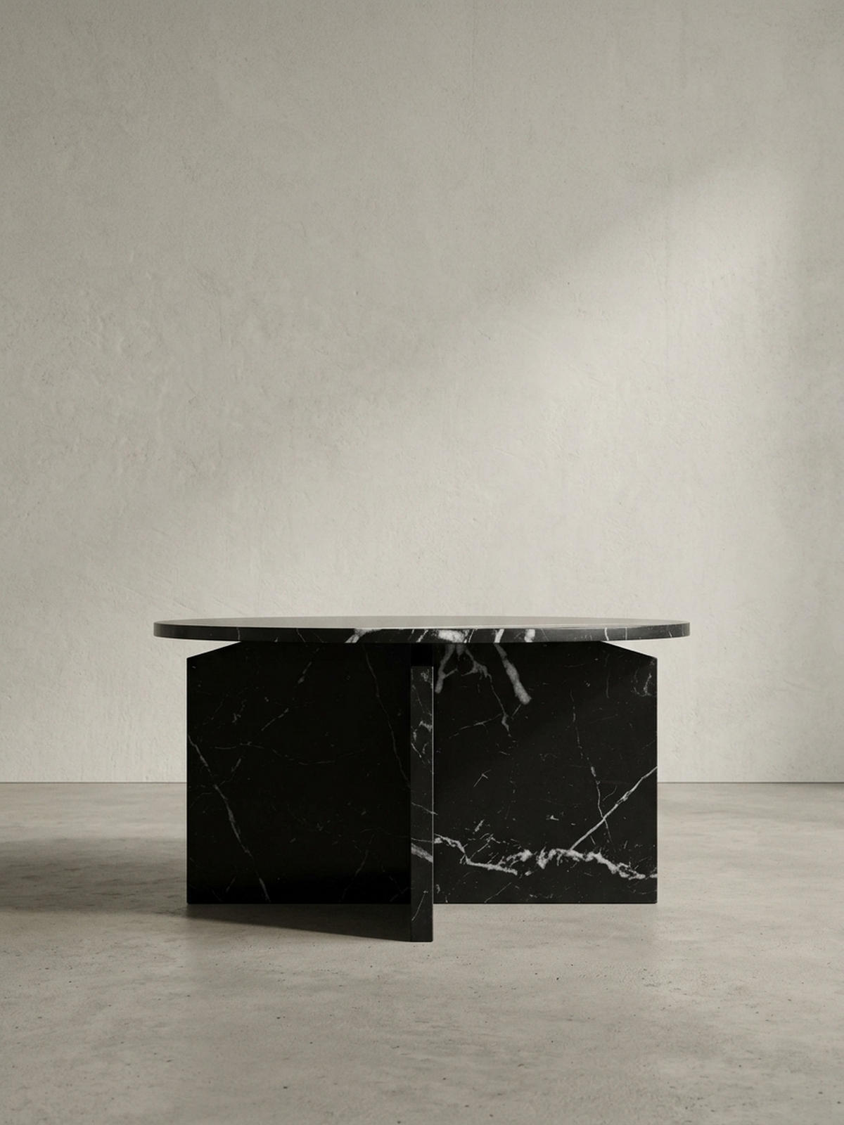 COUCHTISCH rund in Stein-Optik – modernes Design in Großformat, Schwarz 70x70x33 cm - Schwarz, Holzwerkstoff (70/70/33cm) - KADIMA DESIGN