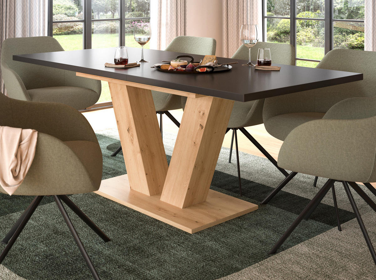 ESSTISCH grau, Eiche Artisan, Küchentisch ausziehbar 150 - 190 cm - Eiche Artisan/Grau, Holzwerkstoff/Metall (150/90/76cm) - Inn.Furn