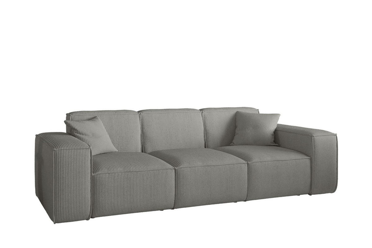 SOFA Celes Premium 3-sitzer Stoff Scala - Grau, Holzwerkstoff/Textil (225/73/88cm) - Fun Möbel