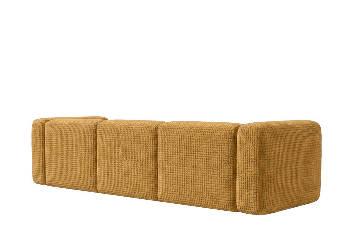 ECKSOFA L-Form, Chenille-Stoff Cremona, Golden, Rechts, GRETA - Goldfarben, Holz (318/179cm) - Kaiser Möbel
