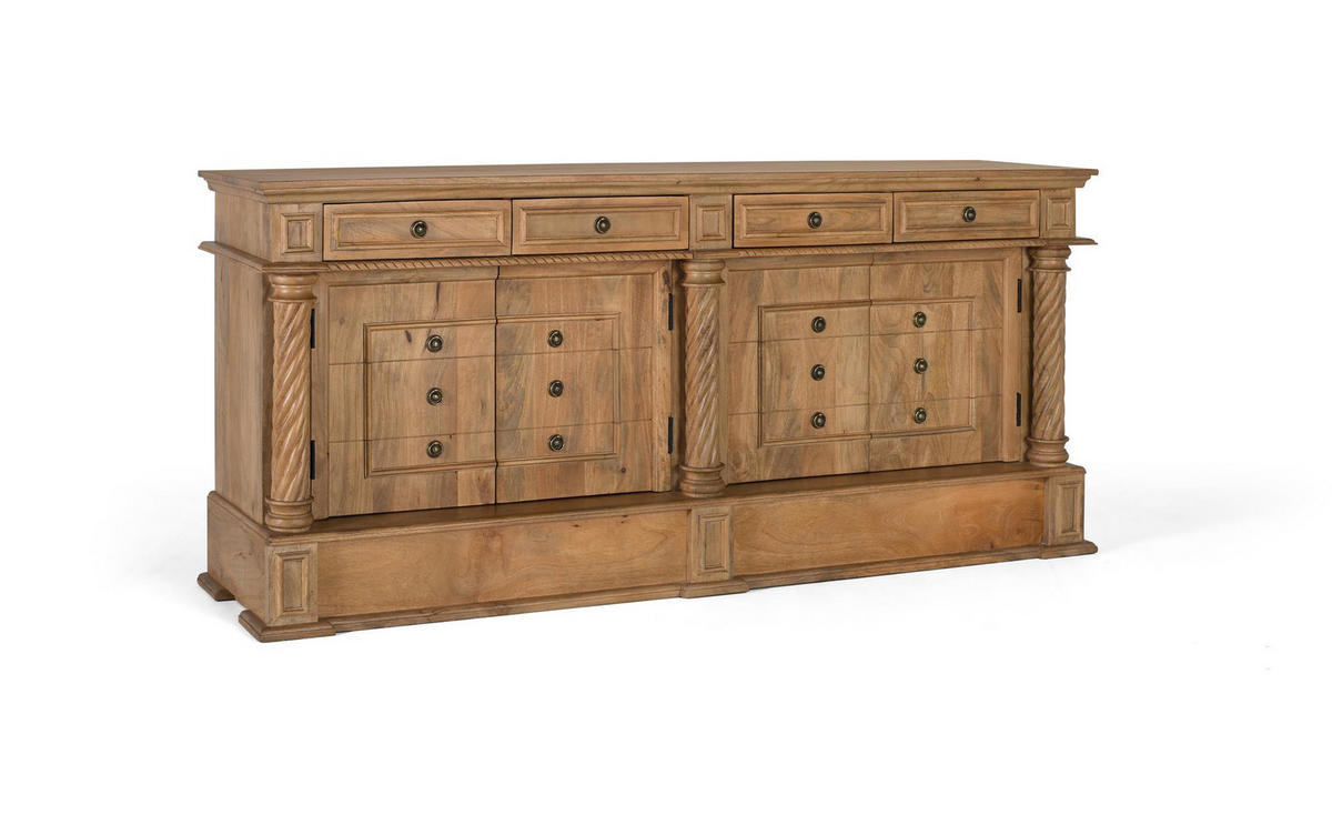 SIDEBOARD mit 4 Schubladen und 4 Türen aus Mangoholz - Braun, Holz (50/90/200cm) - Giner y Colomer