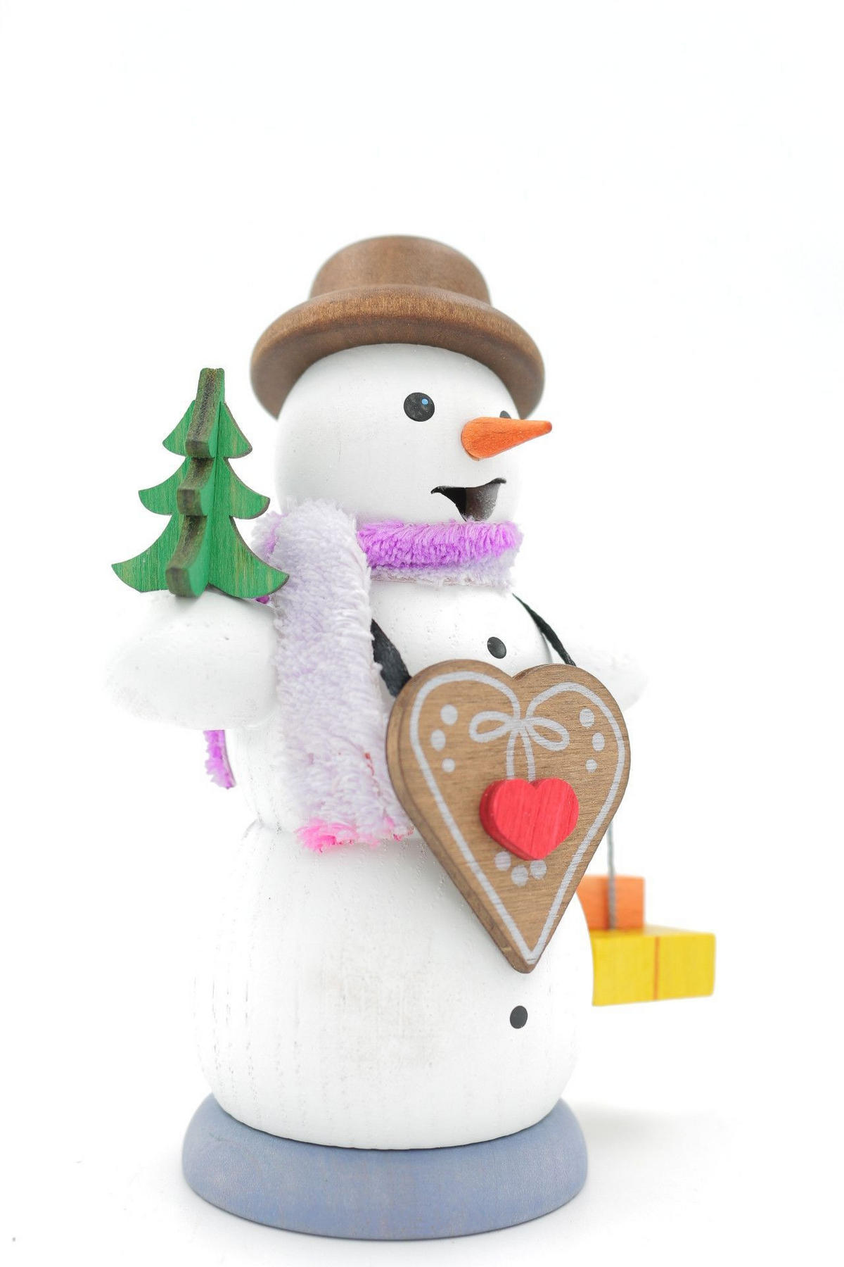 RAUCHFIGUR Schneemann mit Lebkuchenherz 13 cm - Multicolor, Holz (6/13/10cm)