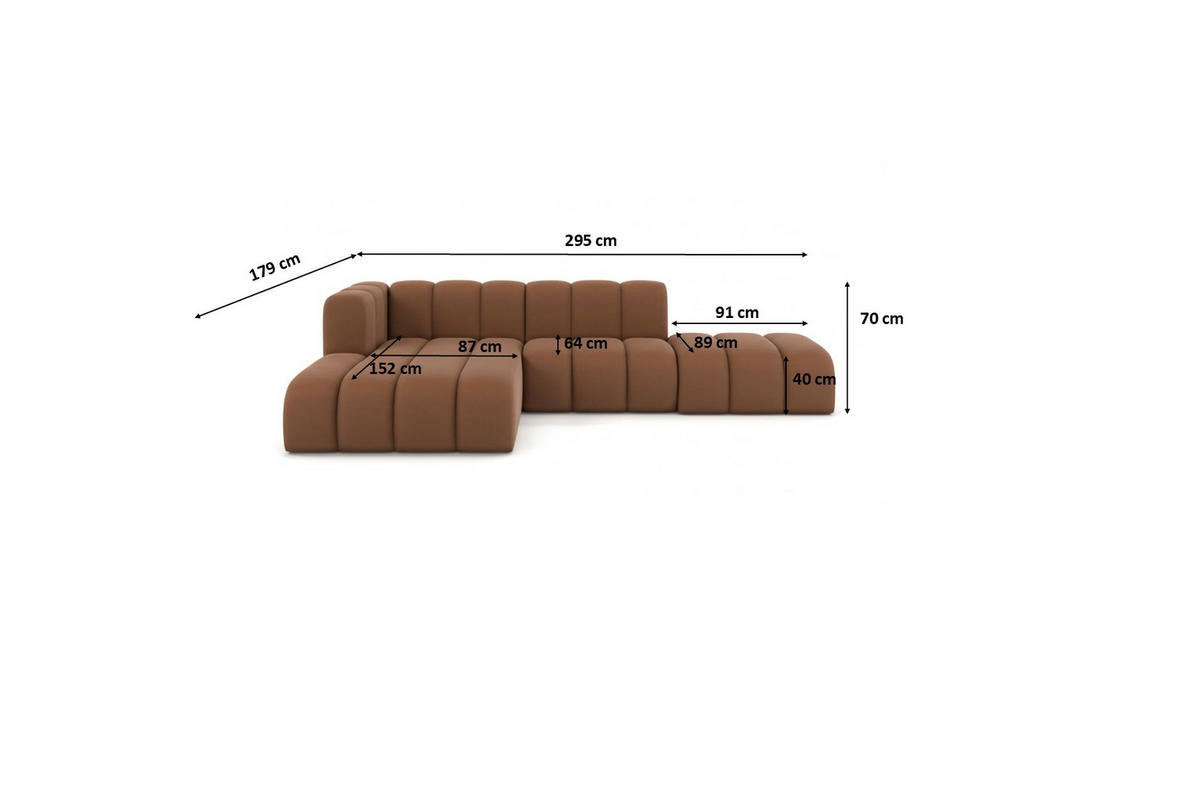 ECKSOFA L-form mit Hocker, Grand Mini, Stoff Salvador, Dunkelbraun, Links - Dunkelbraun, Holz (295/179cm) - Kaiser Möbel