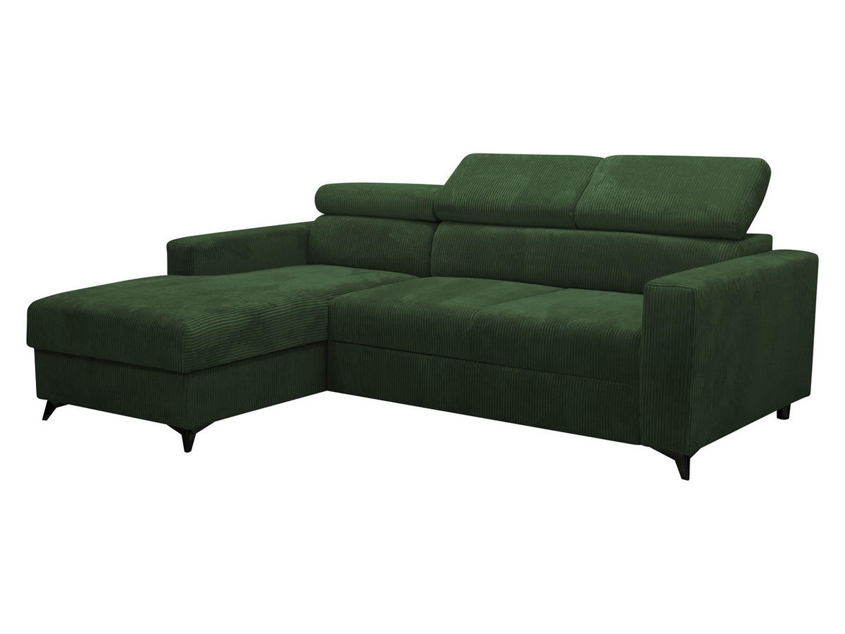 ECKSOFA Milano Premium Cord, Seite: Links LC+2R - Schwarz/Grün, Holz/Textil (236/172cm) - MIRJAN24