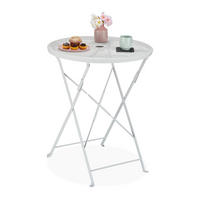 BALKONTISCH - Weiß, Metall (60.5/60.5/71.5cm) - Relaxdays