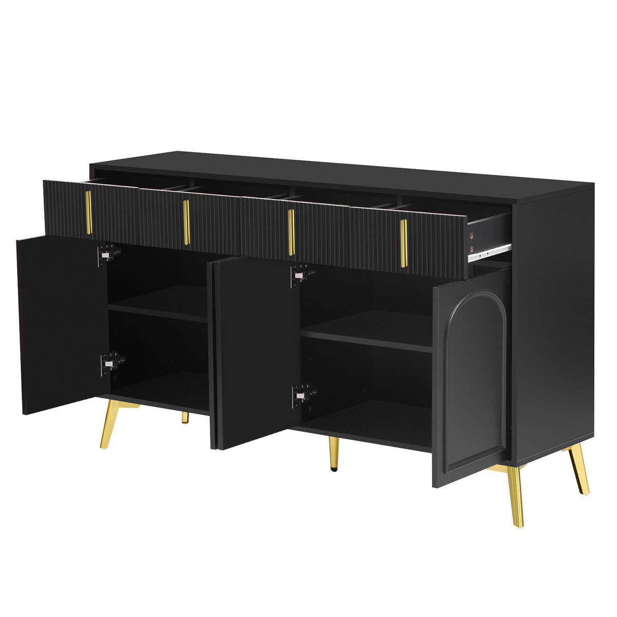 SIDEBOARD Schwarz 140/37,8/82 cm - Schwarz, Holzwerkstoff/Metall (37.8/82/140cm) - Urban Meuble