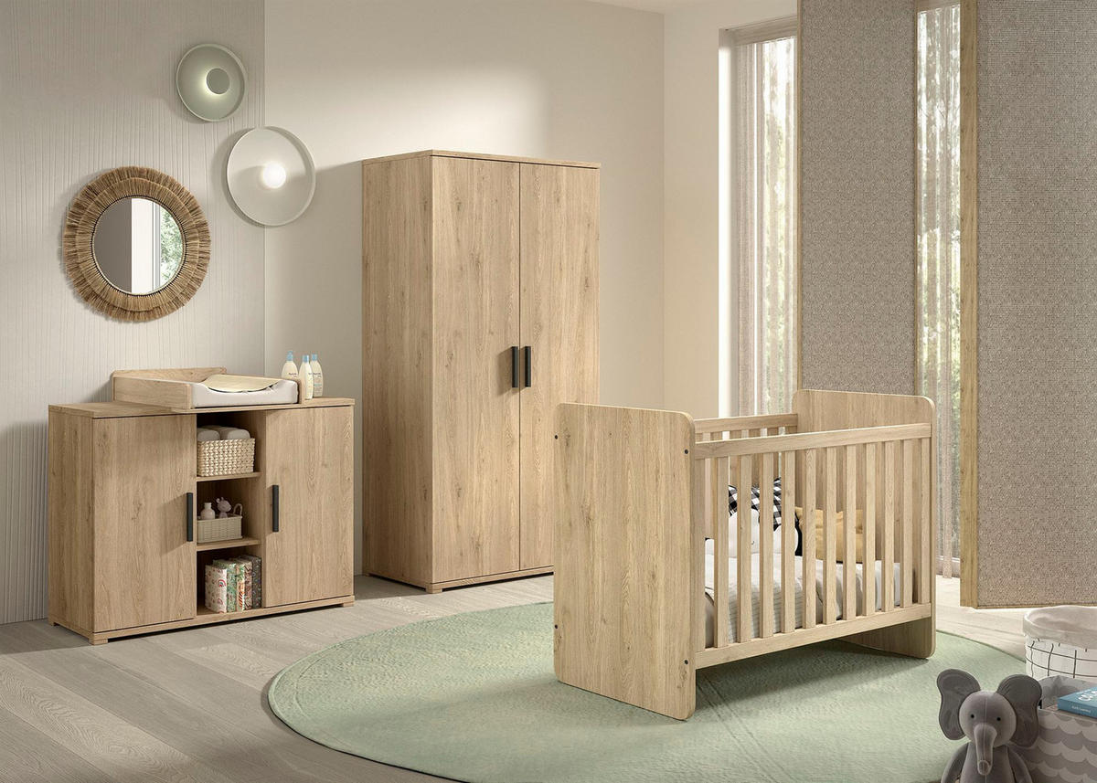 BABYZIMMER Set Keelia Eiche Melamin 4tlg Möbel - Eichefarben, Kunststoff (100/1/200cm) - 58aufmkessel