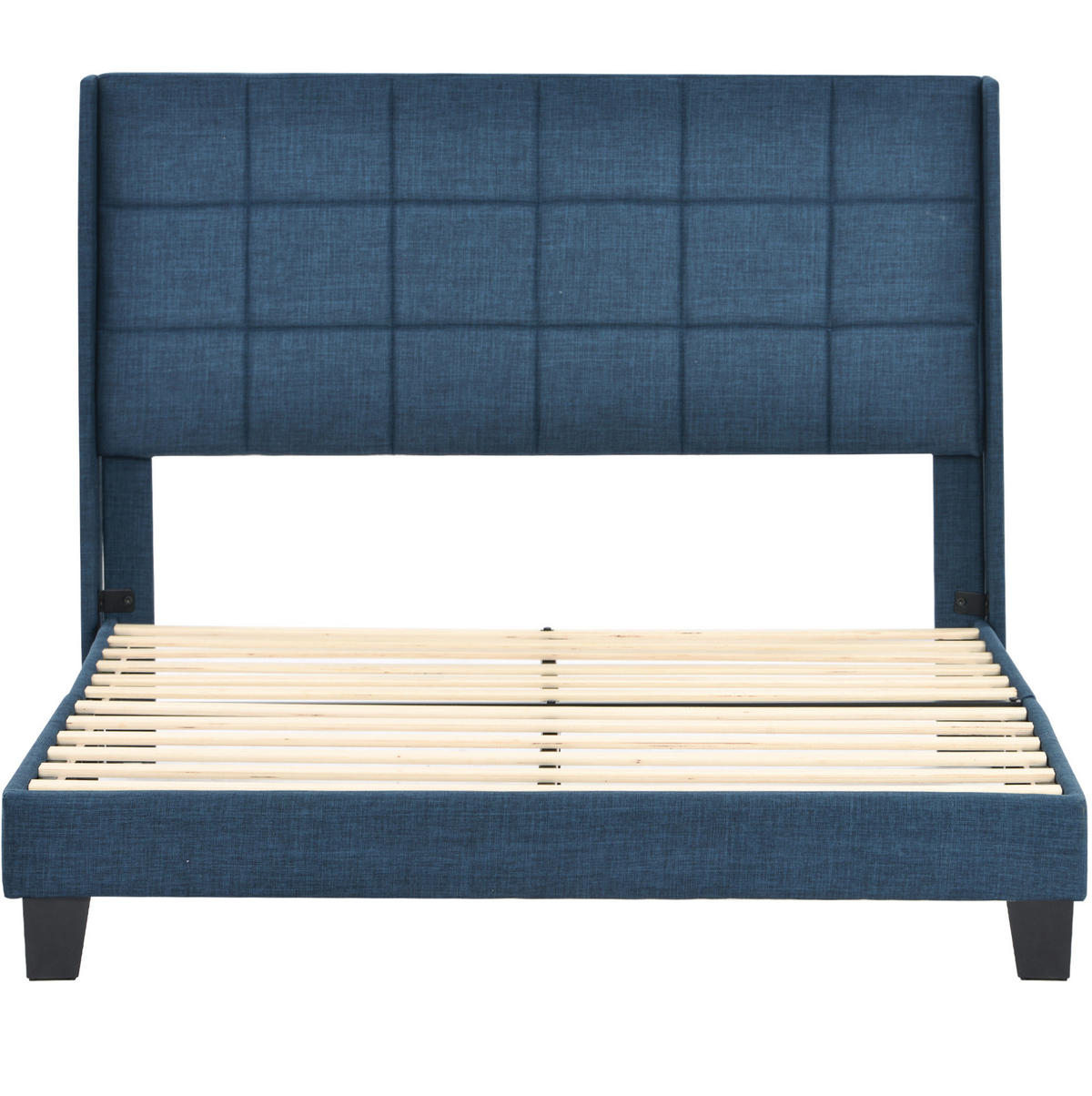 POLSTERBETT mit Matratze und Lattenrost 140x200 cm Leinen Blau - Blau, Metall (140/200cm) - Beauniv