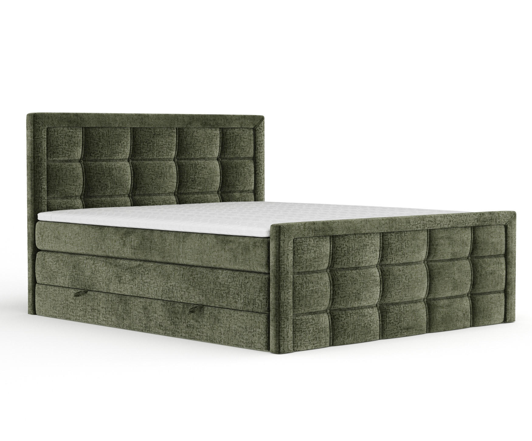 BOXSPRINGBETT Ambrosia Olivenfarbe 140/200 cm - Schwarz/Olivgrün, Holz/Holzwerkstoff (140/200cm) - Maison de Reve