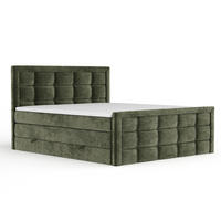 BOXSPRINGBETT Ambrosia Olivenfarbe 140/200 cm - Schwarz/Olivgrün, Holz/Holzwerkstoff (140/200cm) - Maison de Reve