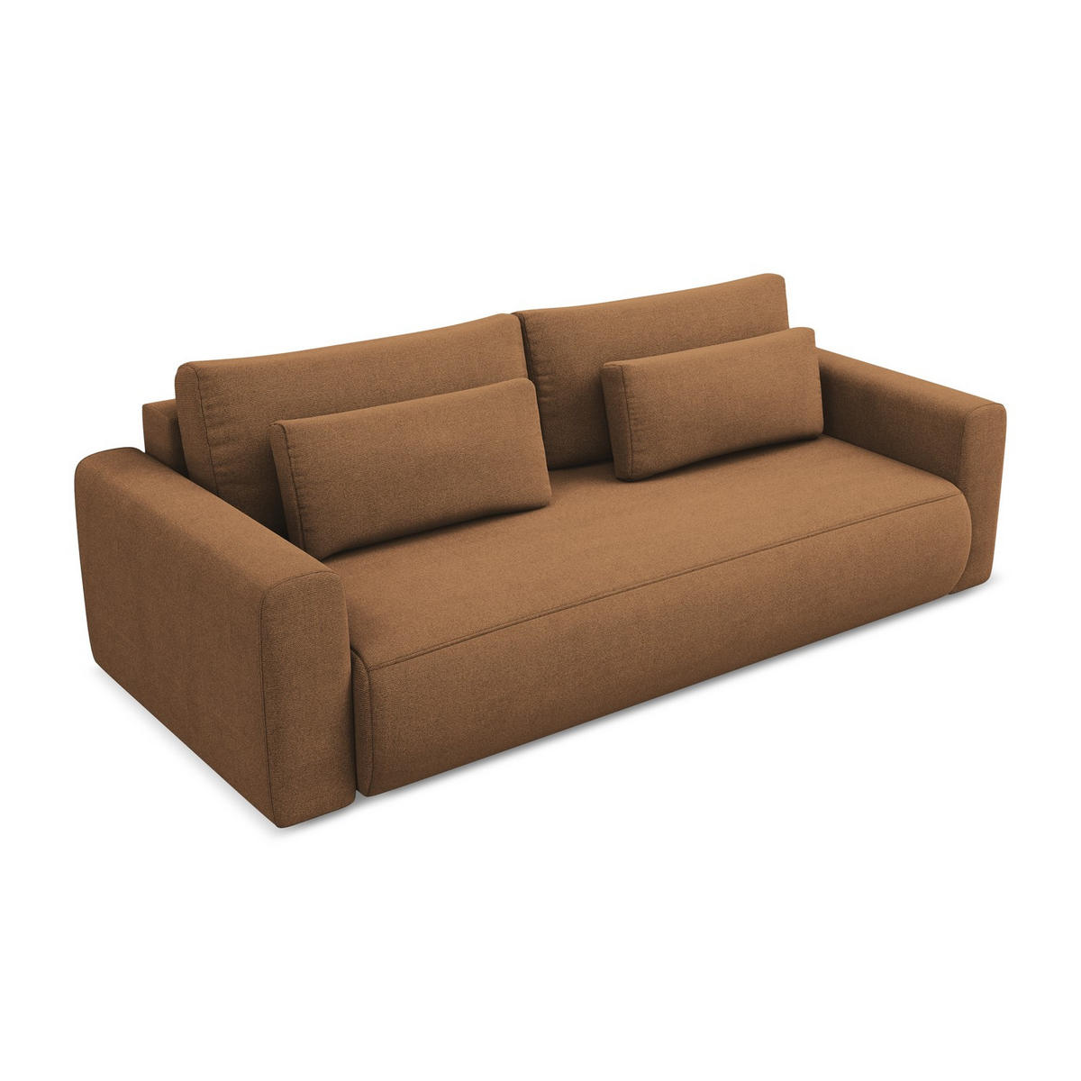 3-SITZER SOFA mit Schlaffunktion Strukturstoff Stoff Orange - Terracotta/Schwarz, Kunststoff/Textil (238/82/105cm) - LaMiaSofa