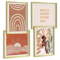 BILDER SET 4er Set - 50x50 cm & 40x60 cm Goldrahmen - abstrakte Formen im Boho-Stil - Goldfarben, Kunststoff (50/50cm) - TULUP