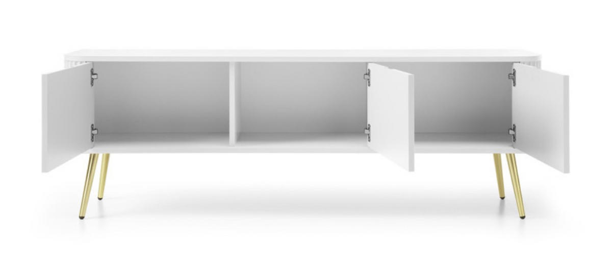TV-SCHRANK Weiß ZOJA Gefräst Mit Metallgestell 168x39x56 cm - Weiß, Holzwerkstoff (168/56/39cm) - Sepro Meble
